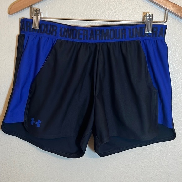 Under Armour Black Blue Athletic Shorts - Picture 1 of 11